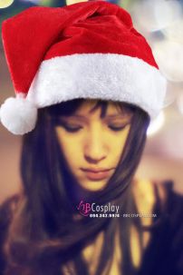Nón Ông Già Noel Vải Nhung Dày Đuôi Bông Lớn