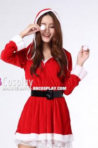 Trang Phục Noel Đẹp Có Nón Váy Viền Ren