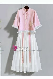 Đồ Nữ Sinh Dân Quốc Áo Hồng Váy Trắng