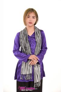 Trang Phục Bà Ba Phi Xanh Tím Cơ Bản