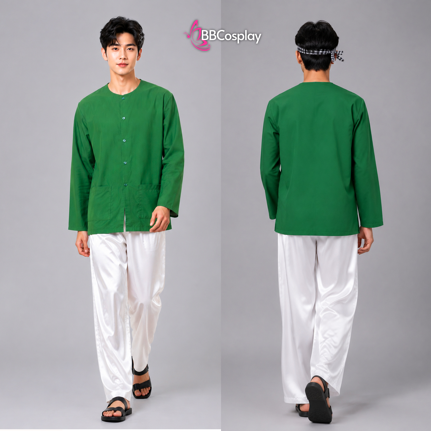 BỘ CẬU HAI - SIZE L ( áo xanh - quần trắng)