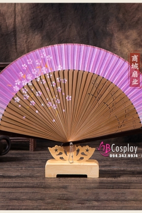 Quạt Gỗ Nhật Bản Uchiwa - Màu Hồng Hoa Đào Nhí