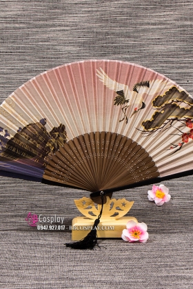 Quạt Vải Xếp Nhật Bản Chim Hạc