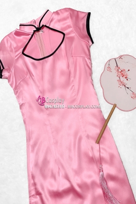 Sườn Xám Phi Lụa Hồng Dài Size S - L