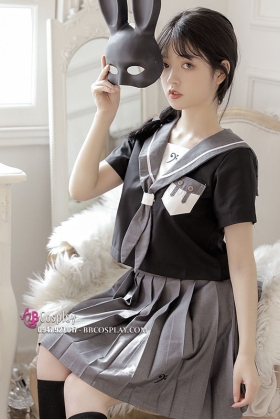 Đồng Phục Nữ Sinh Thỏ Xám Tay Ngắn