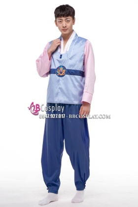 Trang Phục Hanbok Nam Áo Xanh Quần Xanh Đậm