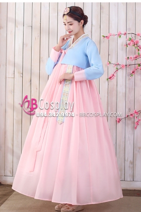 Hanbok Truyền Thống Hàn Quốc Nữ Váy Hồng Phấn