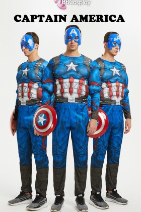 Bộ Đồ Captain America Độn Cơ Bắp In 3D