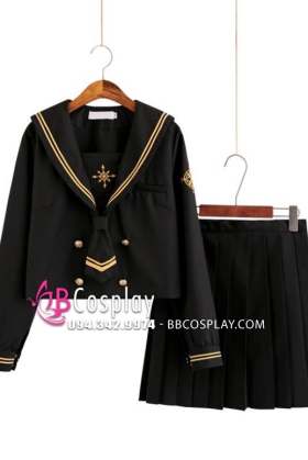 Đồng Phục Nữ Sinh Cosplay Nhật Đen Tay Dài