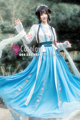 Hán Phục Thêu Hoa Chiết Eo Thanh Quốc Bảo