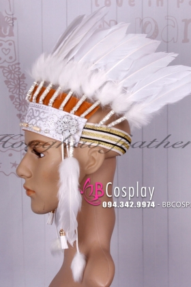 Nón Thổ Dân Giá Rẻ Lông Trắng