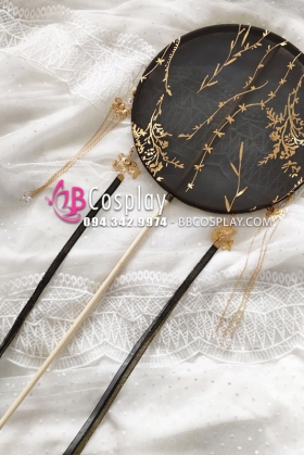Quạt Mỹ Nhân Đen In Nhủ Có Tuarua