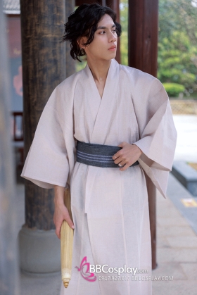 Nagagi Cơ Bản Màu Trà - Yukata Nguyệt Quế Trắng