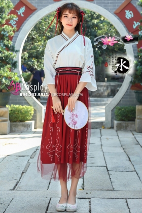 Hán Phục Cách Tân Vân Lưu Váy Dài