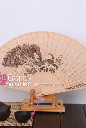 Quạt Gỗ - Chim Công