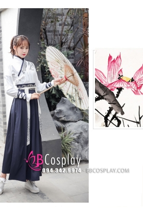 Hán Phục Áo Trắng Váy Xanh