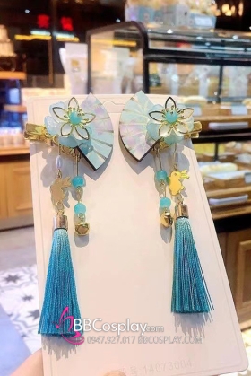 Kẹp Tóc Hoa Quạt Xanh