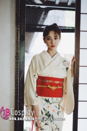 Yukata Kem Obi Đỏ
