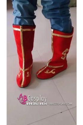 Giày Hỷ Nam Đỏ Viền Vàng - Giày Tuồng Cổ Trang