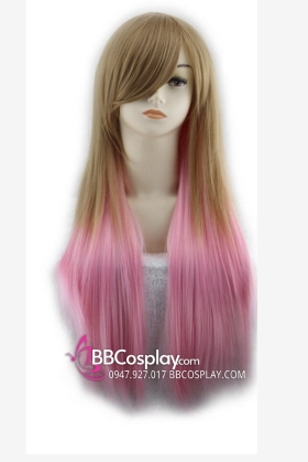 Tóc Nâu Ombre Hồng 60Cm