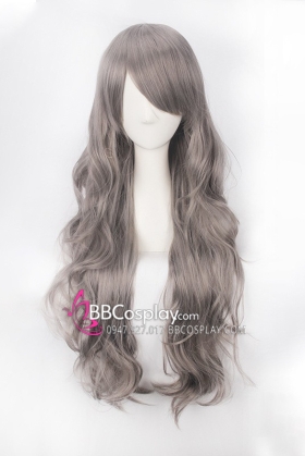 Tóc Xám Bạc Xoăn Gợn Sóng 80Cm