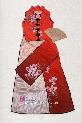 Áo Dài Cách Điệu Đỏ Cam Size M