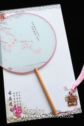 Quạt Cổ Trang Tiểu Tú Cán Ngắn Hoa Đào