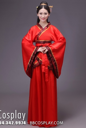 Trang Phục Nữ Thời Tần Áo Đỏ Váy Đỏ Viền Gấm