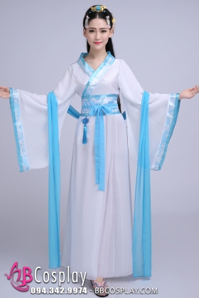 Cổ Trang Trung Quốc Áo Trắng Viền Xanh