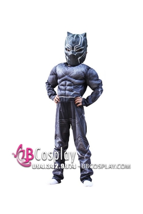 Trang Phục Marvel Black Panther - Chiến Binh Báo Đen Wakanda Trẻ Em Độn Cơ Bắp
