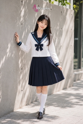 Đồ Seifuku Nữ Sinh Nhật Bản Hoa Tuyết - Cổ Áo Xanh