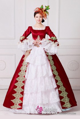 Đầm Nữ Hoàng Đỏ Phối Ren Trắng
