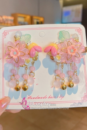 Cặp Kẹp Tóc Hoa Và Bọ Rùa Tone Hồng