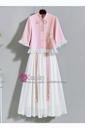 Trang Phục Nữ Sinh Dân Quốc Áo Hồng Váy Trắng