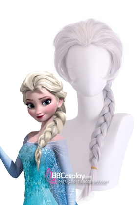 Tóc Giả Nữ Hoàng Elsa - Màu Trắng Bạc