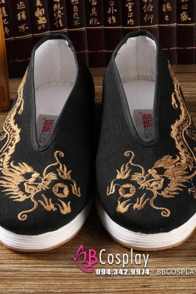 Giày Cổ Trang Nam Đen Thêu Rồng Size 41