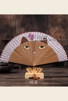 Quạt Gỗ Nhật Bản Uchiwa - Con Mèo Nâu Nhạt