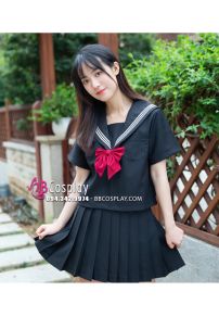 Trang Phục Seifuku Nữ Sinh Nhật Dễ Thương Áo Đen Váy Đen - Tay Ngắn
