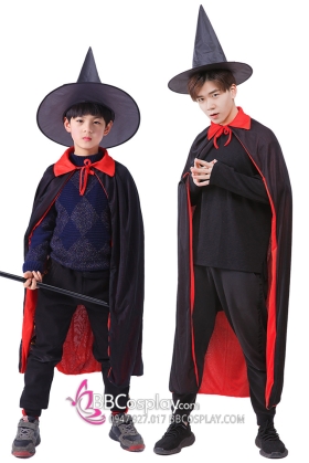 Áo Choàng Ma Ca Rồng Vải Thun Đen Đỏ