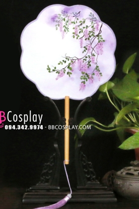 Quạt Mỹ Nhân Hoa- Hoa Tử Đằng Tím