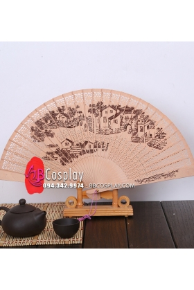 Quạt Gỗ Trầm Hương Phố Cổ