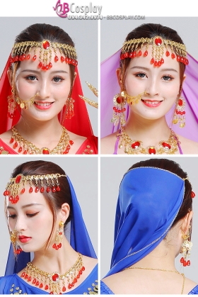 Trang Sức Tóc Belly Dance Hạt Đỏ