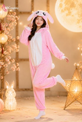 Trang Phục Thỏ Trắng Hồng Thú Liền Thân