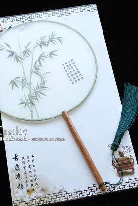 Quạt Cổ Trang Tiểu Tú Cán Ngắn Trúc Xanh