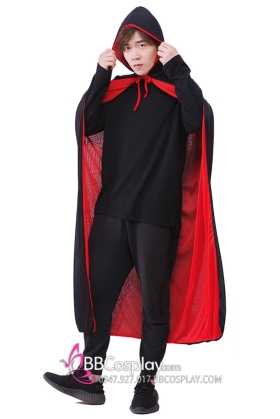 Choàng Halloween Dracula Có Nón Hai Mặt Đỏ Đen