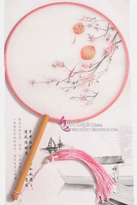 Quạt Tròn Cổ Trang Quạt Mỹ Nhân Hoa Và Đèn