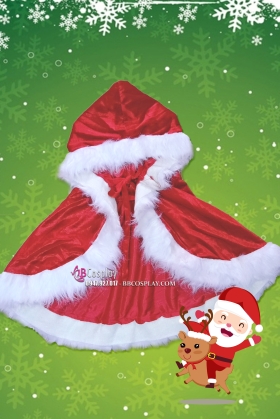 Choàng Đỏ Ngắn Nhung Viền Lông