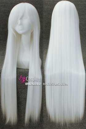 Tóc Giả Trắng Dài Có Mái 100Cm
