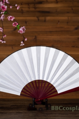 Quạt Giấy Trắng Trơn Cán Gỗ