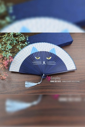 Quạt Gỗ Nhật Xanh - Mèo May Mắn